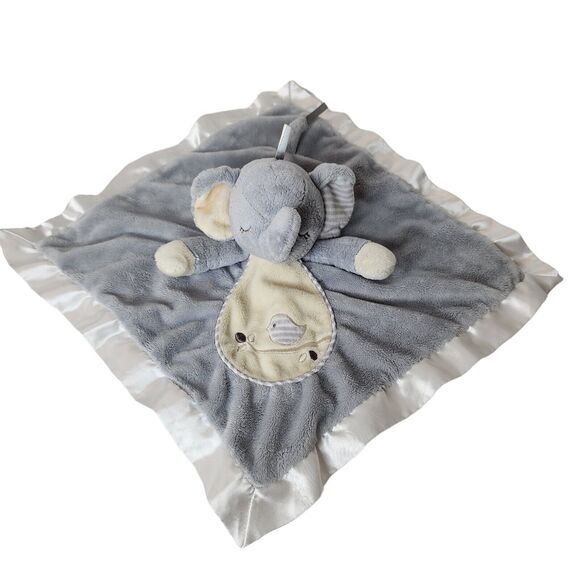 Douglas Baby Grey Yellow Elephant Plush Lovey Security Blanket Satin Edging - Picture 1 of 8